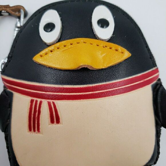 Hand Made Embossed Genuine Leather Penguin Coin Purse Wristlet Wallet Pouch - Picture 11 of 11